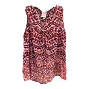 Knox Rose Red Navy Boho Cotton Gauze Sleeveless Top Tank Size Medium